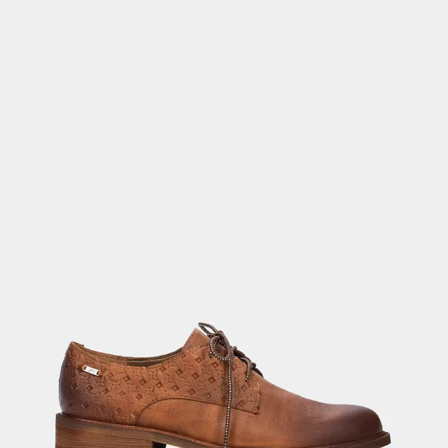 Zapatos cordón Randy de cuero para mujer grabados Miel