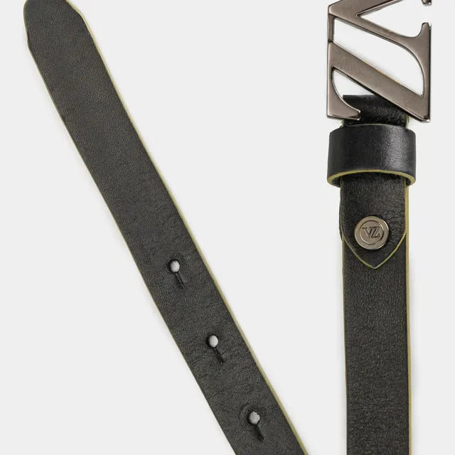 Cinturón unifaz monograma de cuero para mujer chapa VZ