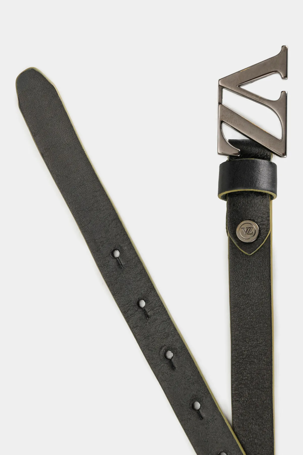 Cinturón unifaz monograma de cuero para mujer chapa VZ