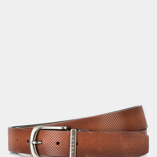 Cinturón doble faz cruz de cuero para hombre hebilla vintage