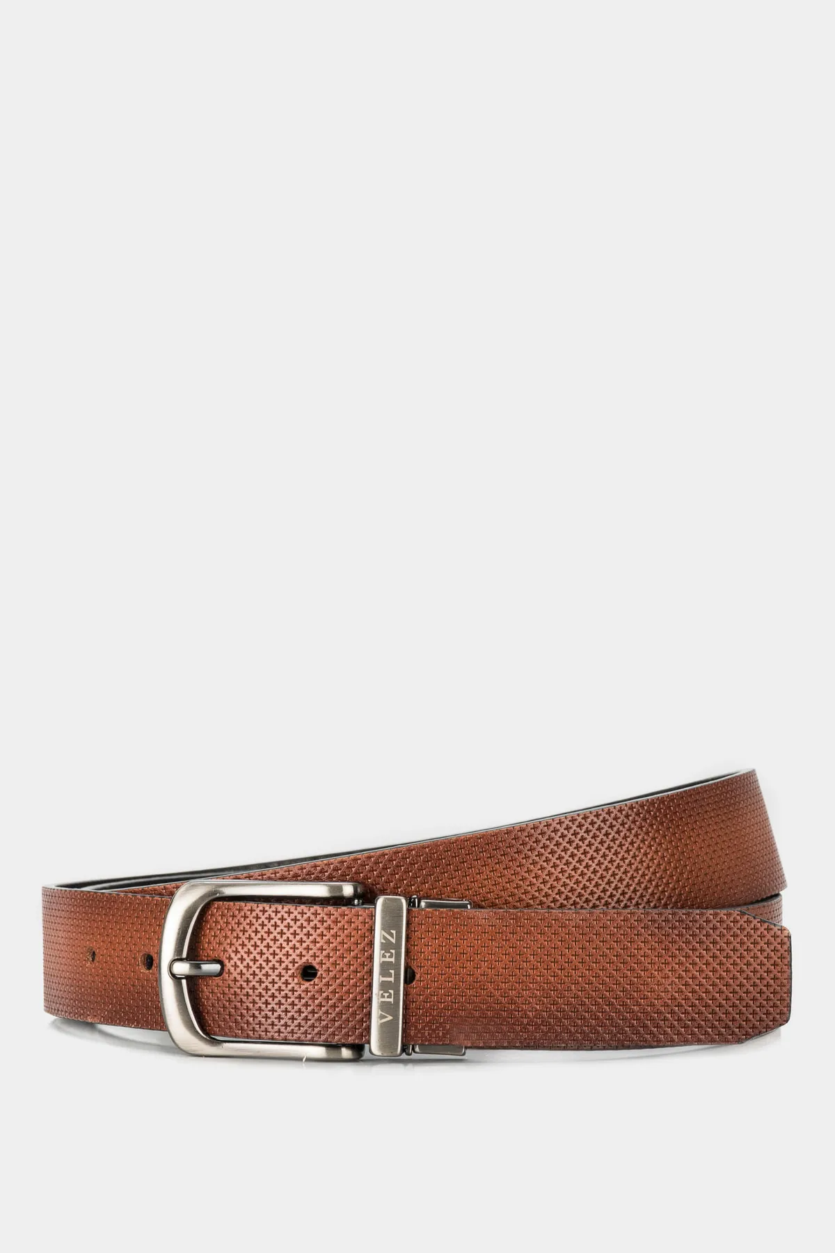 Cinturón doble faz cruz de cuero para hombre hebilla vintage