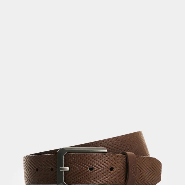 Cinturón unifaz de cuero grabado para hombre Loa