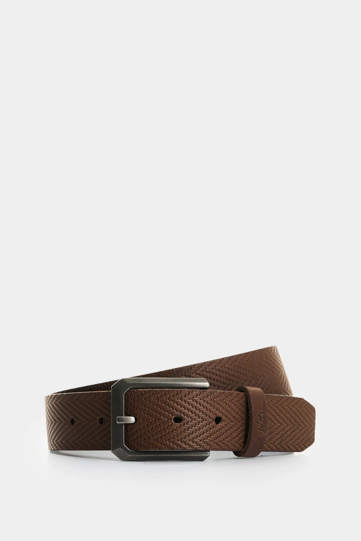Cinturón unifaz de cuero grabado para hombre Loa