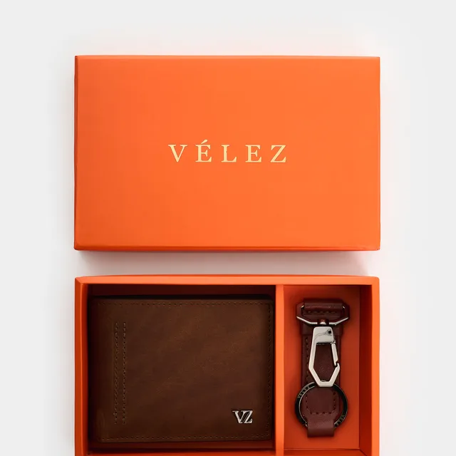 Kit Billetera + llavero de cuero para hombre Brand 2