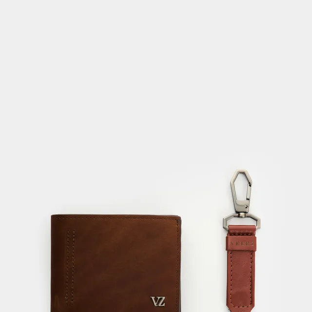 Kit Billetera + llavero de cuero para hombre Brand 2