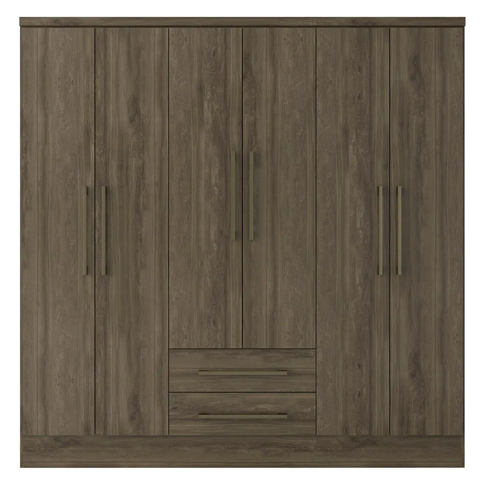 Armario 6 Puertas 2 Cajones 180x46 x182 Leño