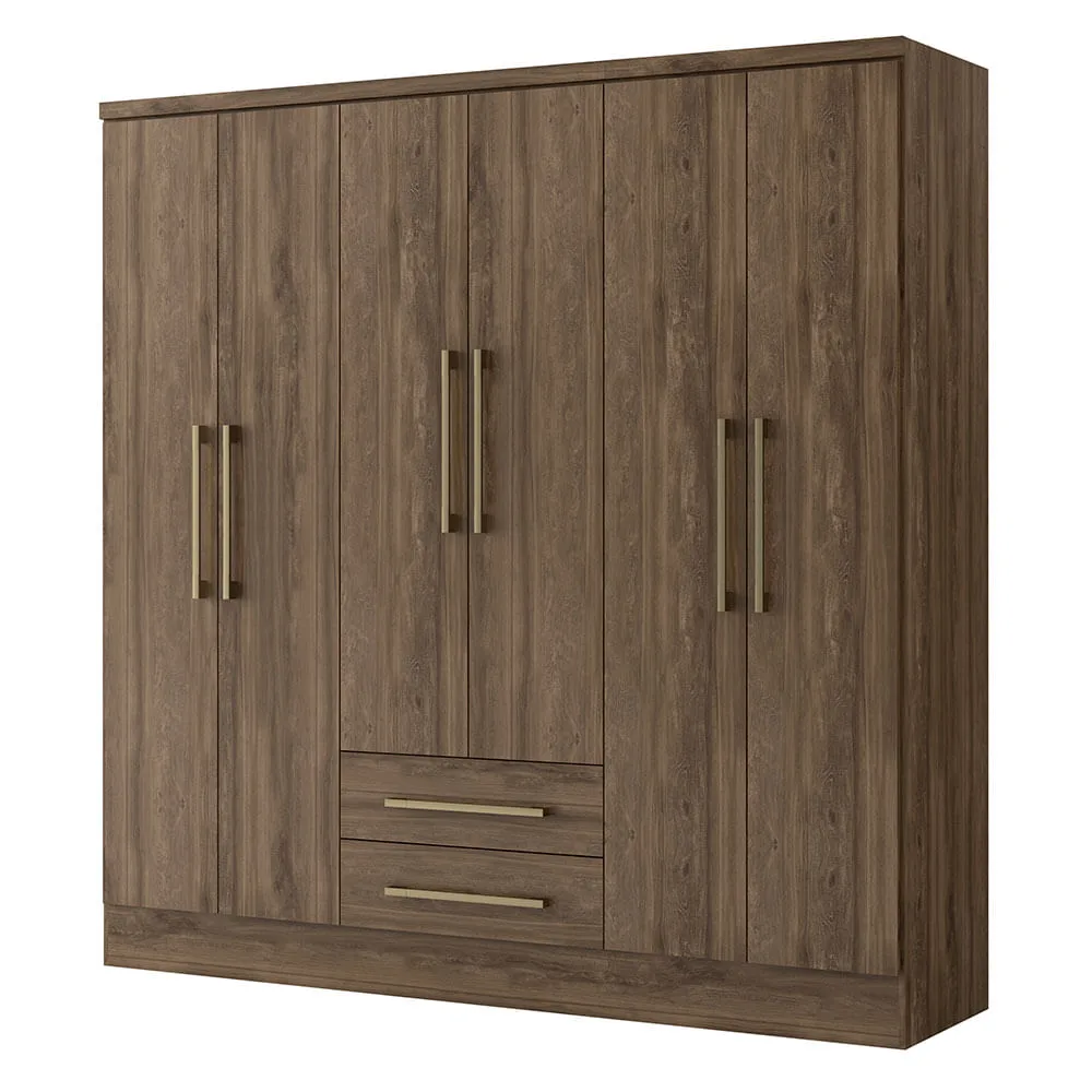 Armario 6 Puertas 2 Cajones 180x46 x182 Leño