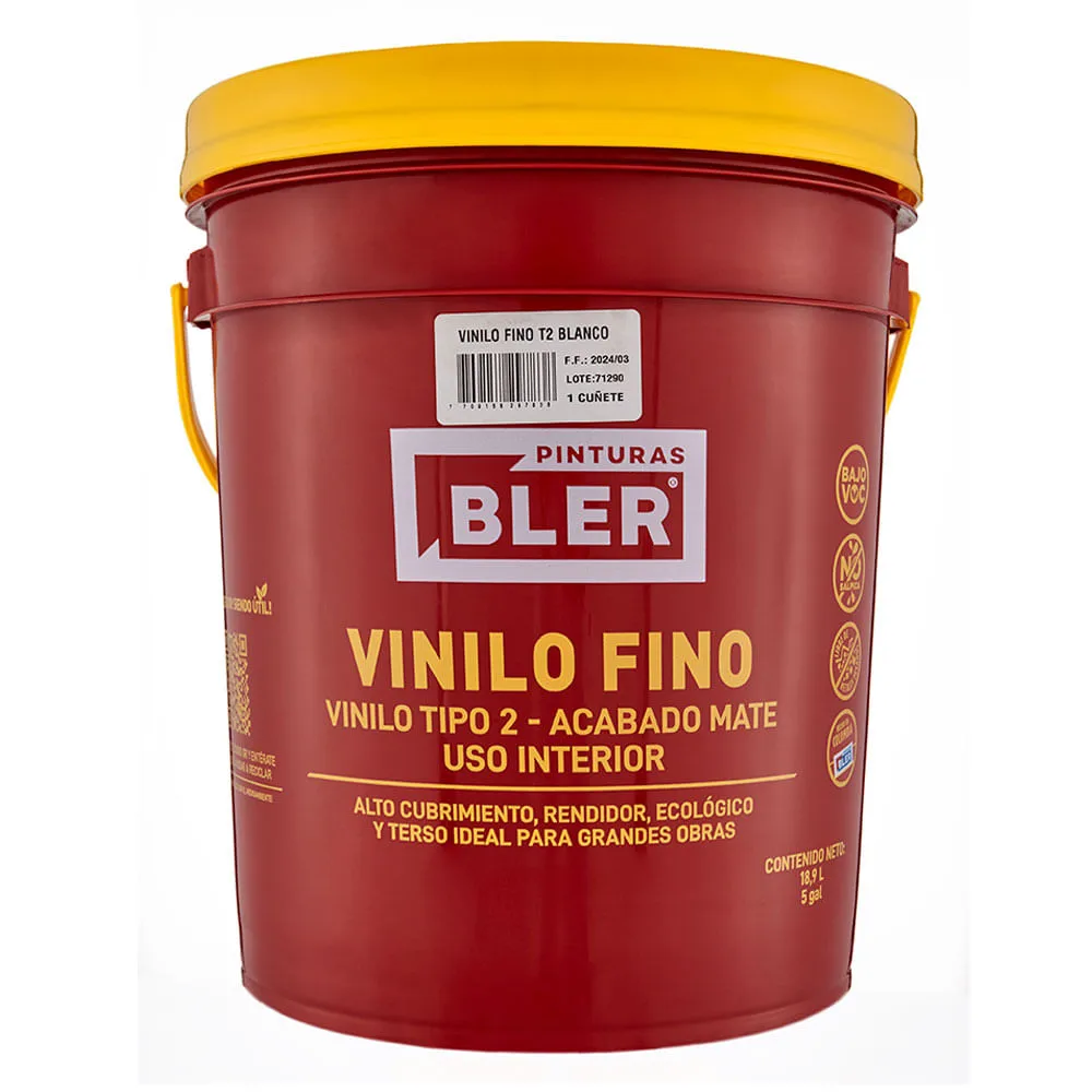 Vinilo fino interior tipo 2 blanco x5gal Bler