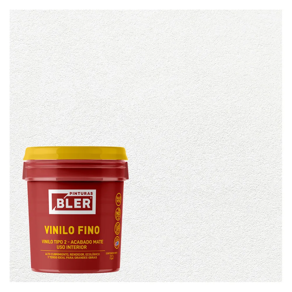 Vinilo fino interior tipo 2 blanco x5gal Bler