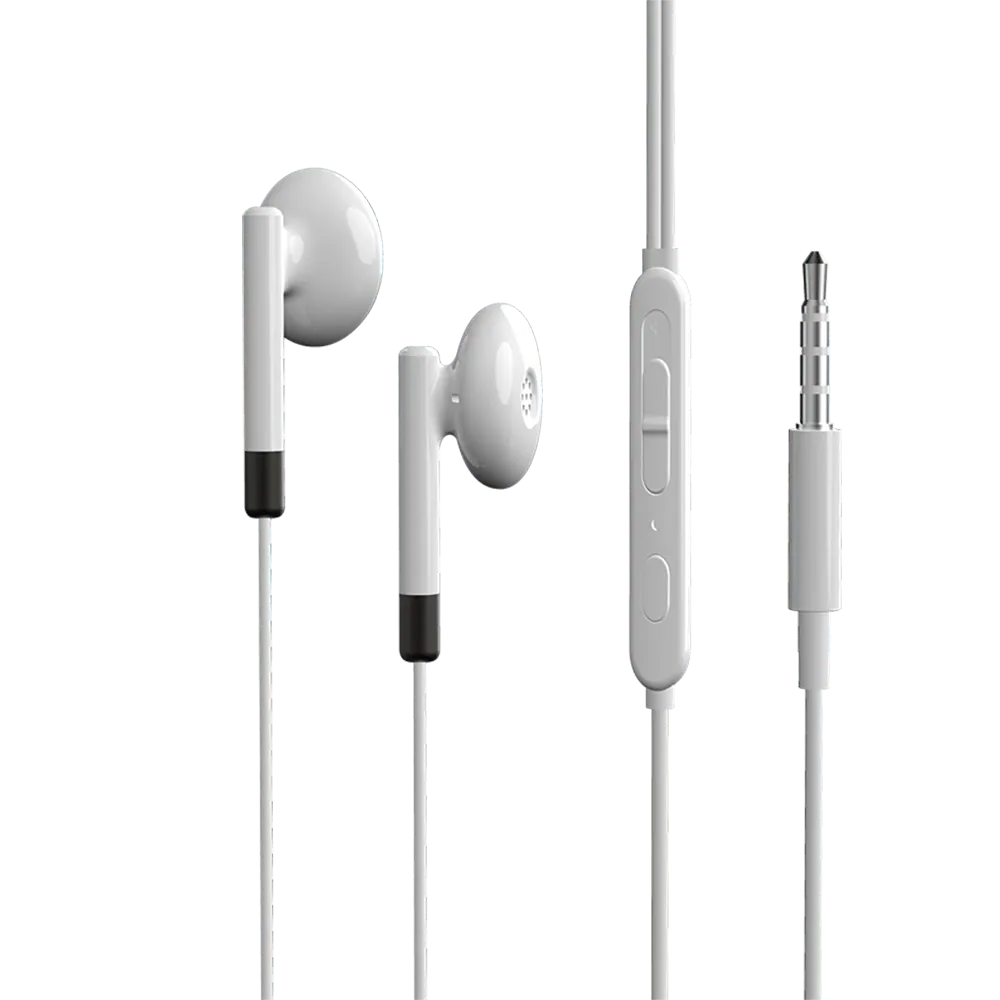 Audífonos de Cable Mediano Blanco y Negro