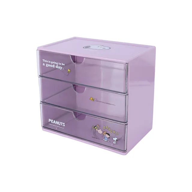 Organizador de Plastico con Cajones Serie Snoopy Colorful Morado