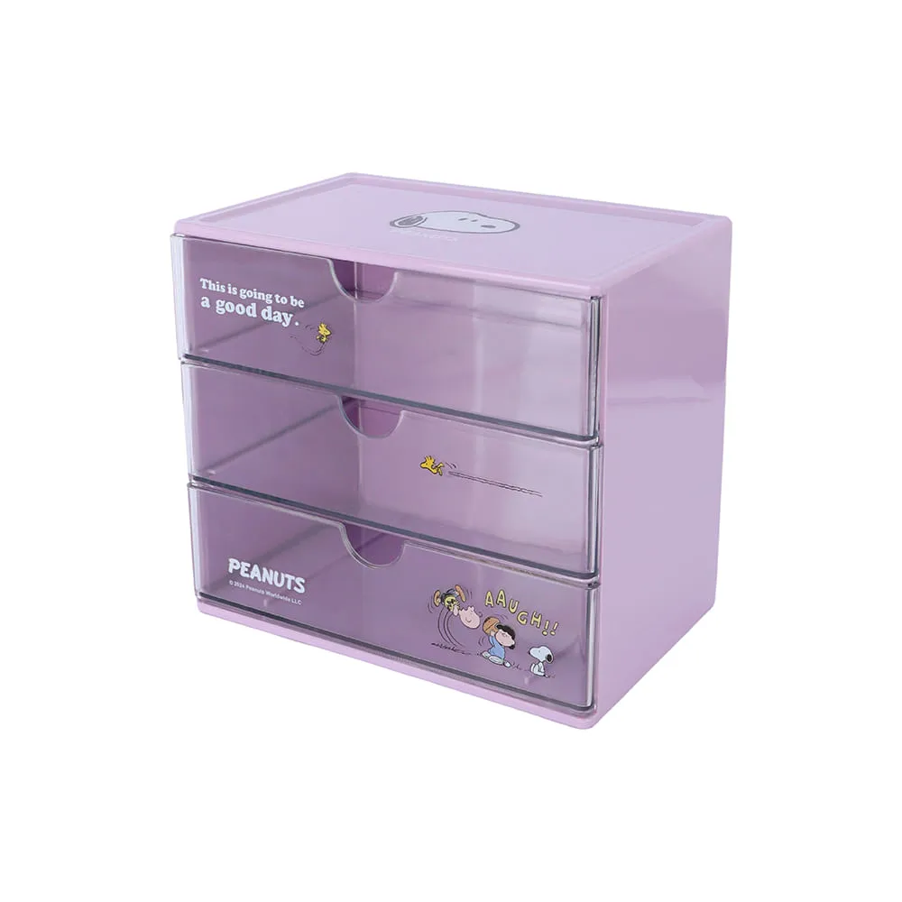 Organizador de Plastico con Cajones Serie Snoopy Colorful Morado