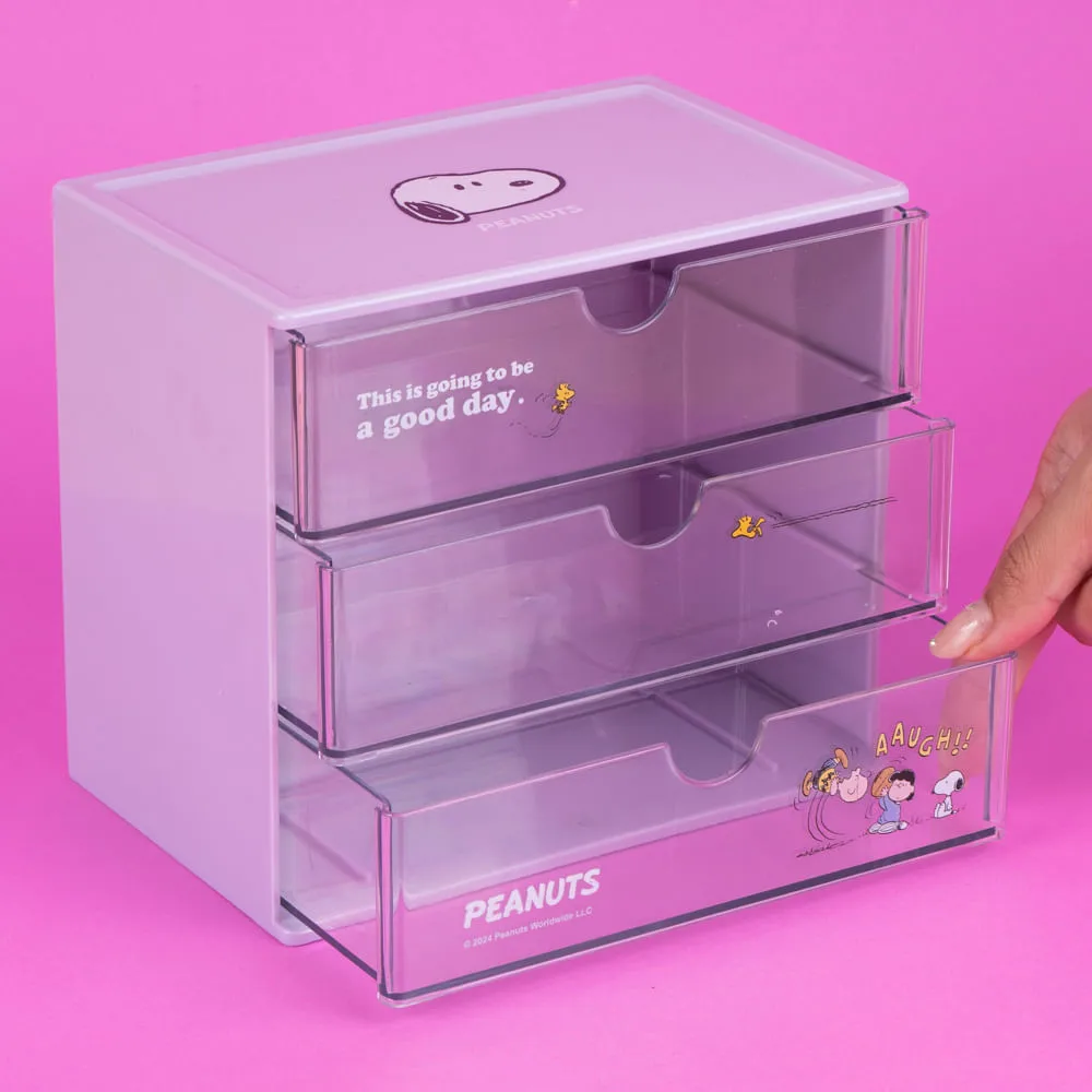 Organizador de Plastico con Cajones Serie Snoopy Colorful Morado
