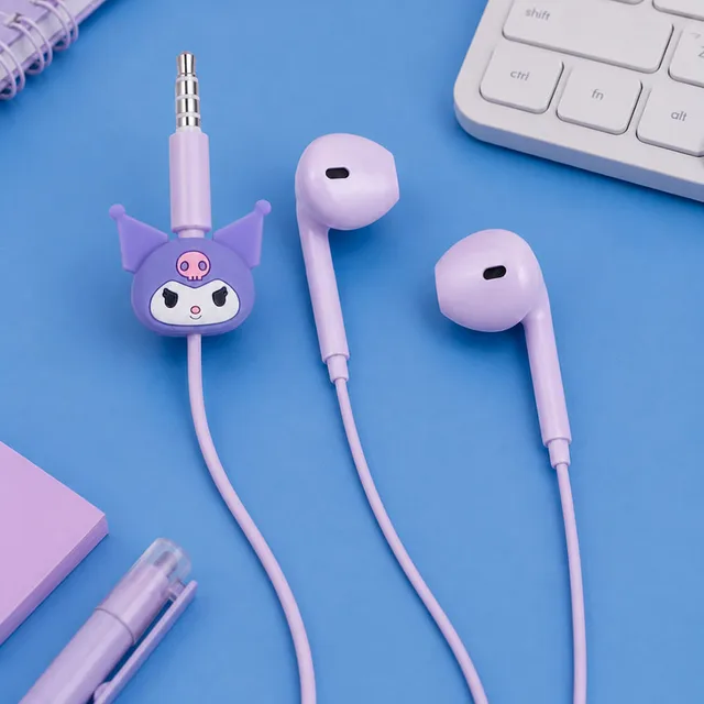 Audifonos de Cable Kuromi Serie Sanrio Morado