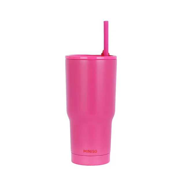 Botella de Doble Pared con Pitillo 600 Ml Serie Dopamine Rosa
