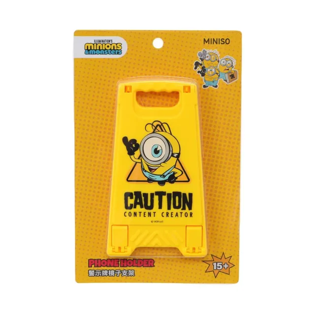 Soporte para Telefono con Espejo Senal de Precaucion Serie Minions y Monsters Amarillo