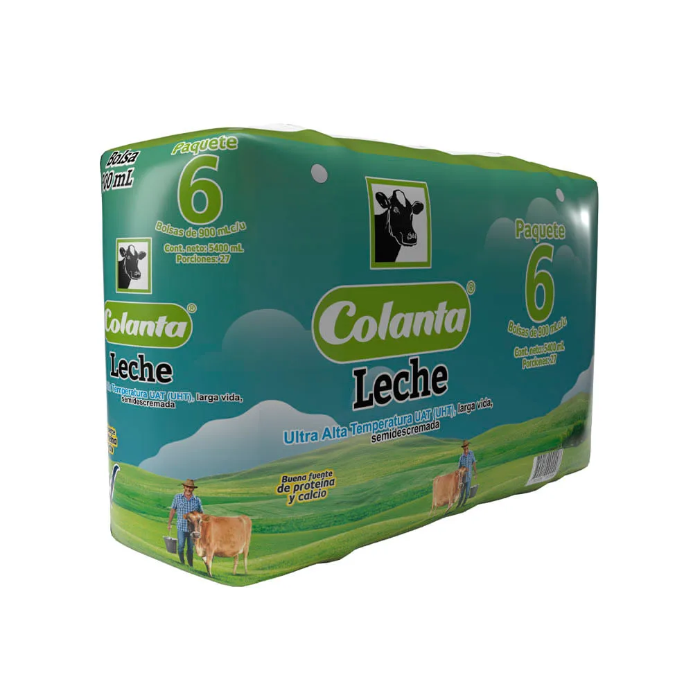 Leche Colanta Semidescremada 6Und 900ml