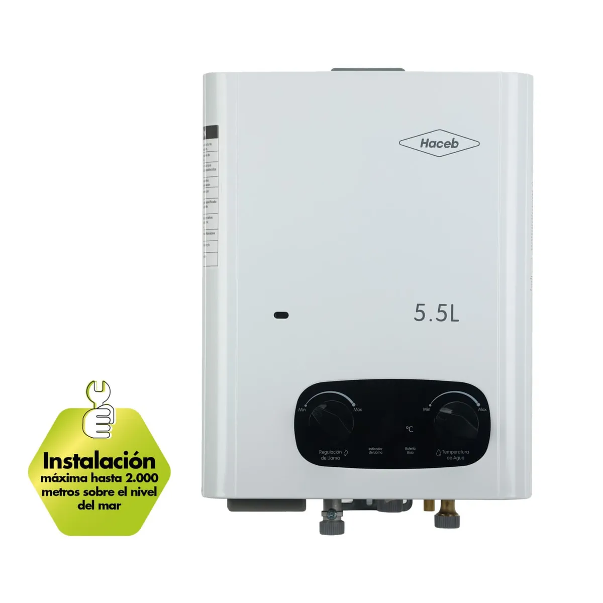 Calentador paso tiro natural 5,5 L gas natural blanco Haceb